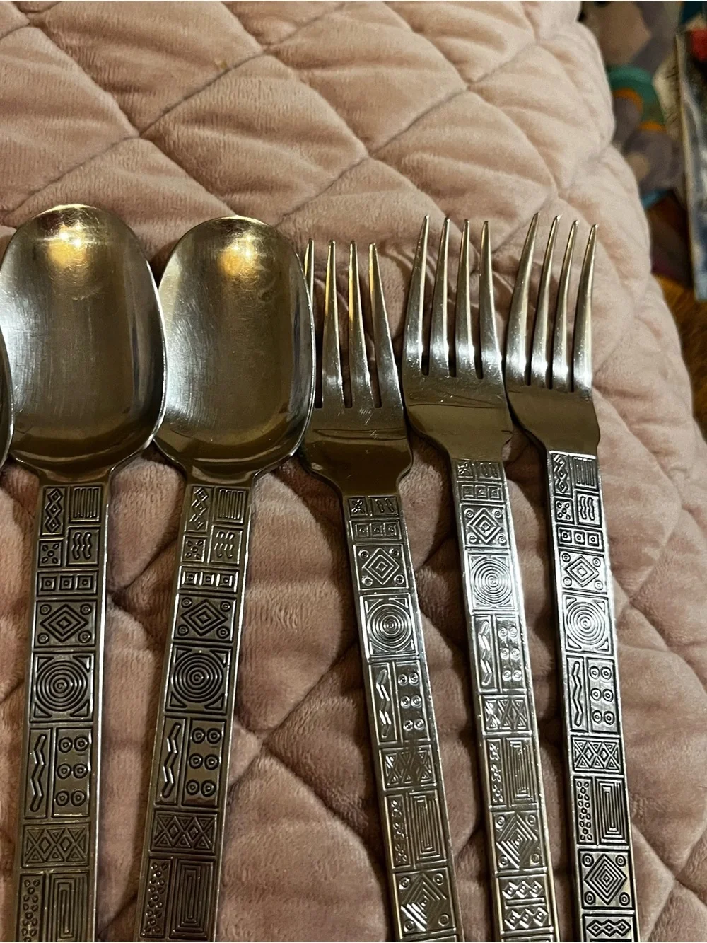 Cambridge Aztec Stainless Flatware 11 Pc Geometric Silverware Set Discontinued